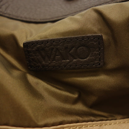 Good condition◆Ginza Wako shoulder bag 2WAY hand nylon leather khaki WAKO [AFE5] 