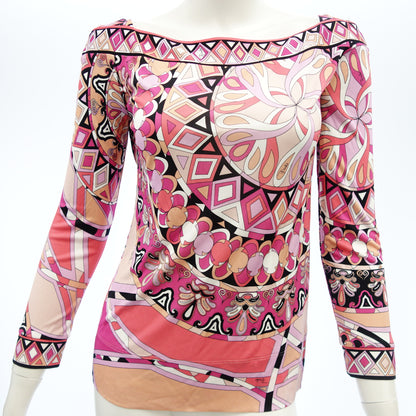 Good condition◆Emilio Pucci long sleeve cut and sew rayon ladies pink size 38 EMILIO PUCCI [AFB9] 