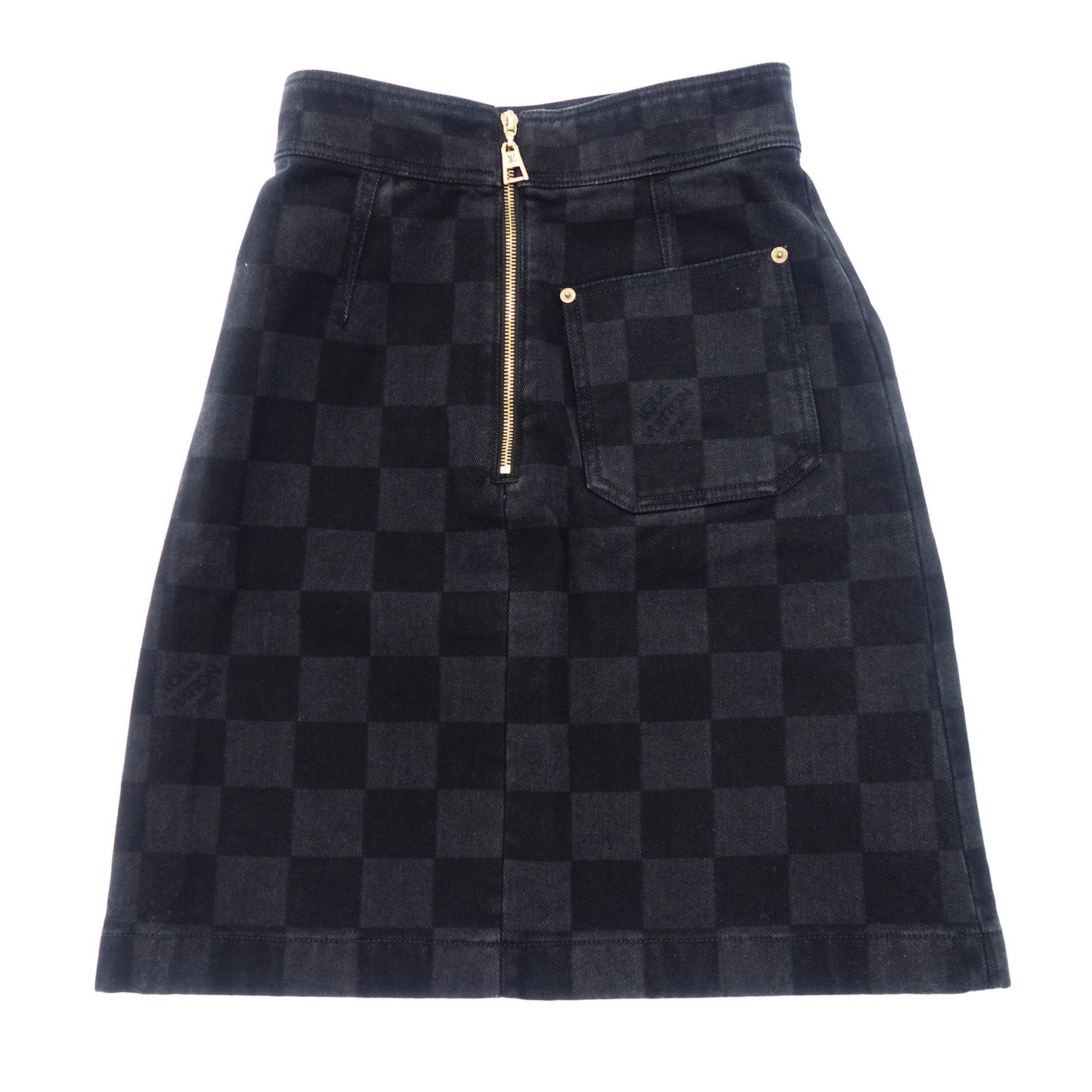 Louis Vuitton Damier Denim Skirt RW222J NY9 FNSK06 Women's Dark Gray 34 Louis Vuitton [AFB50] [Used] 