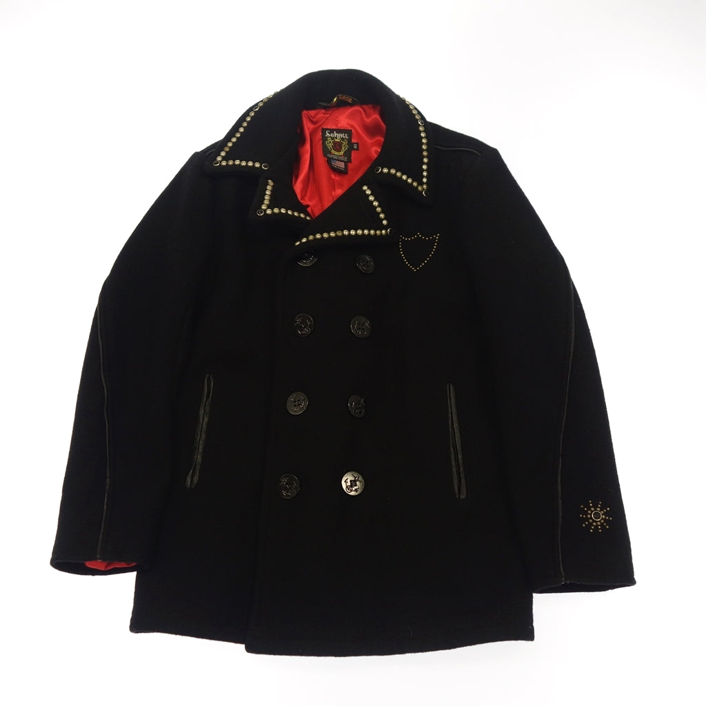 Good condition ◆ Schott P coat studded wool leather switching men's black size 40 schott [AFB42] 