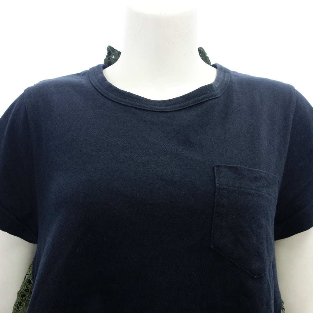 Good condition◆Sacai 20SS short sleeve T-shirt embroidered lace ladies size 3 navy 20-04942 Sacai [AFB37] 