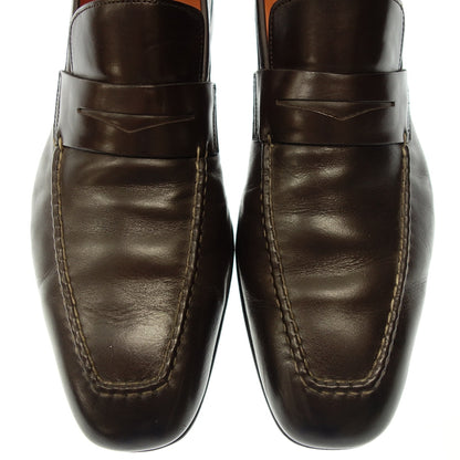 二手◆ Santoni 硬币乐福鞋 05260850 皮革男式 8.5 棕色 Santoni [AFC11] 