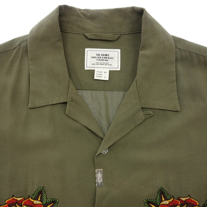 Used ◆Climie open collar shirt short sleeve rose embroidery men's XS khaki THE CRIMIE [AFB11] 