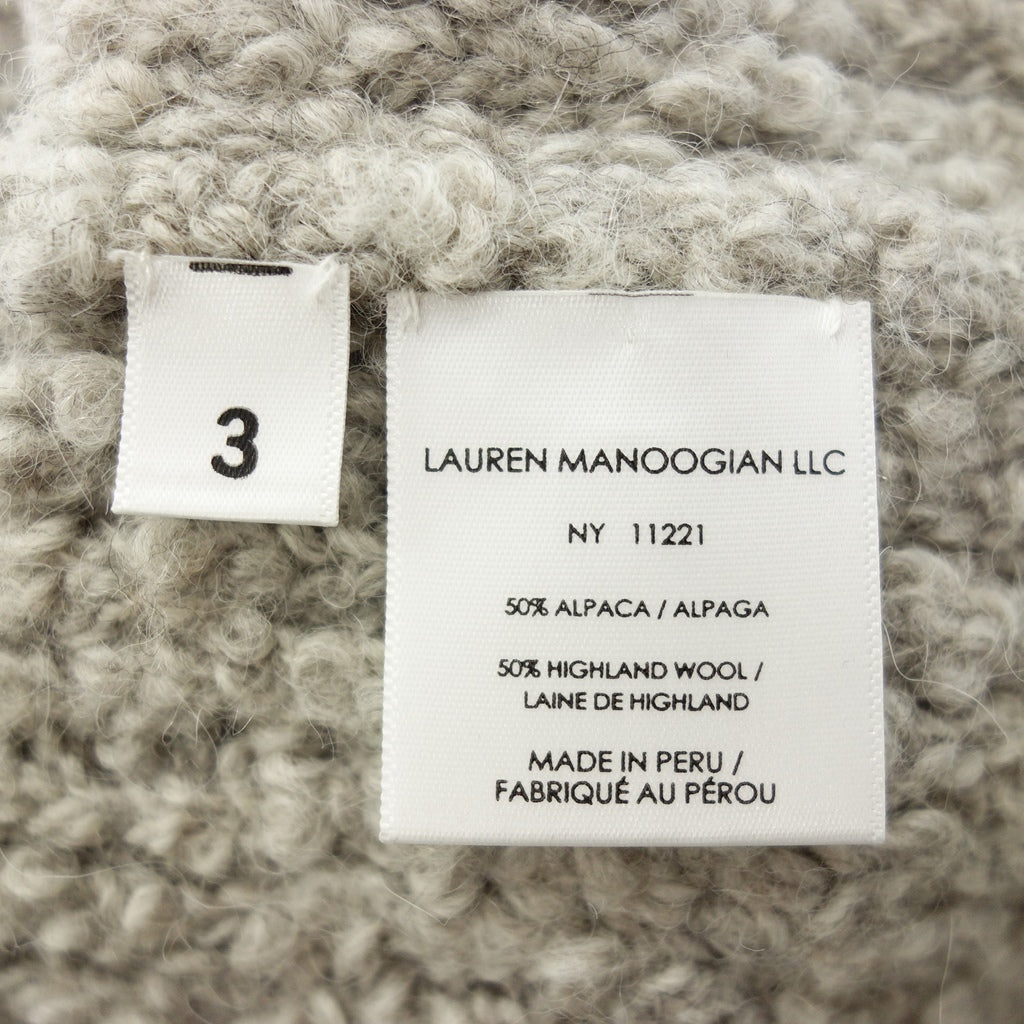 Good Condition◆Lauren Manoogian Long Sleeve Knit Sweater Alpaca x Wool Women's Size 3 Gray LAUREN MANOOGIAN [AFB36] 