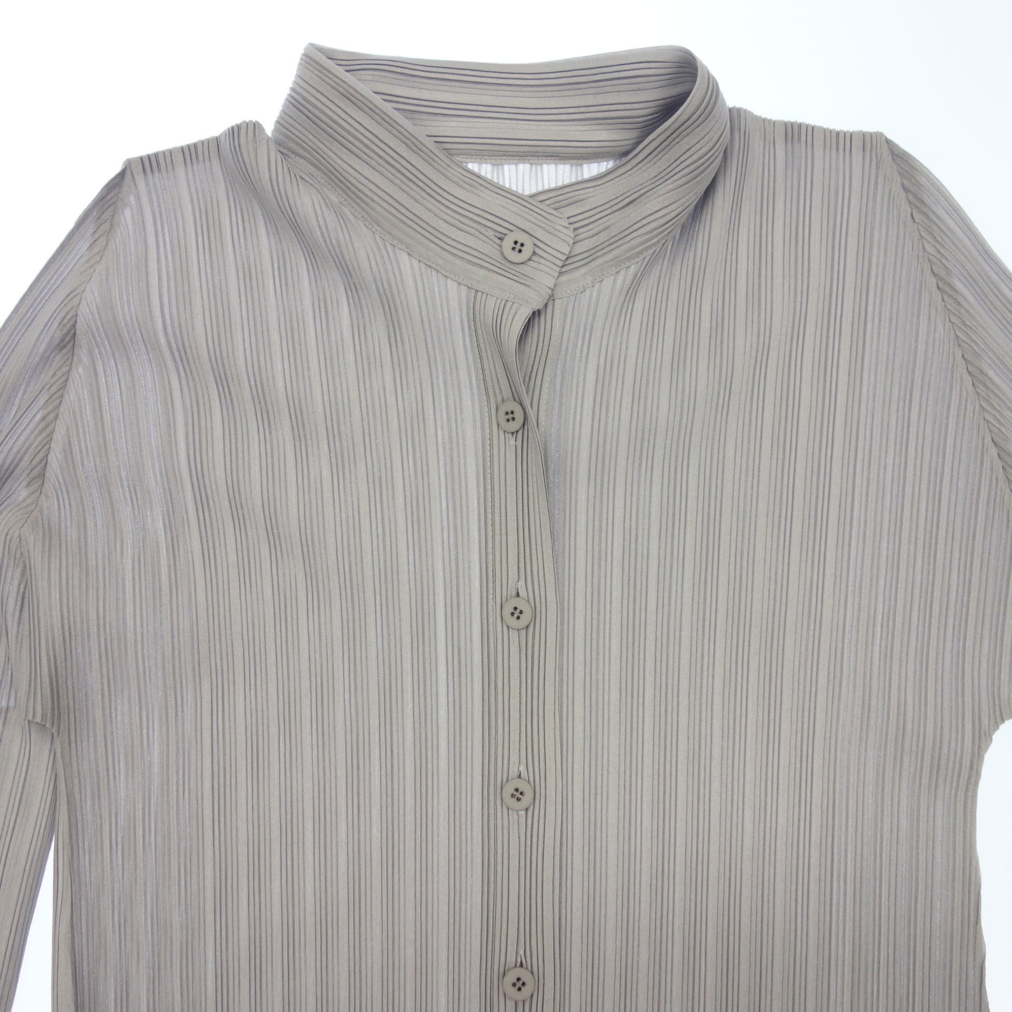 Very good condition ◆ Pleats Please long sleeve shirt Ladies size 03 Gray PLEATS PLEASE [AFB5] 