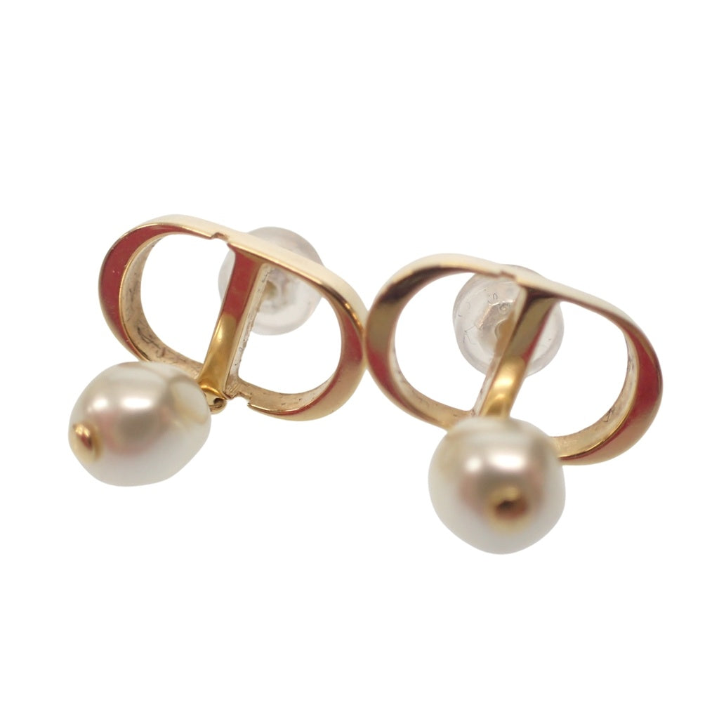 Good condition ◆ Christian Dior earrings CD logo fake pearl gold type Christian Dior [AFI12] 