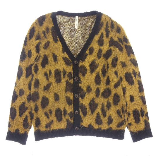 Good condition ◆ Glam knit cardigan mohair leopard pattern men's size 3 yellow glamb [AFB20] 