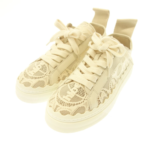 Good condition◆Chloe sneakers CHC19U108D26J135W lauren lace-up ladies 22.5 White Chloe [AFD4] 