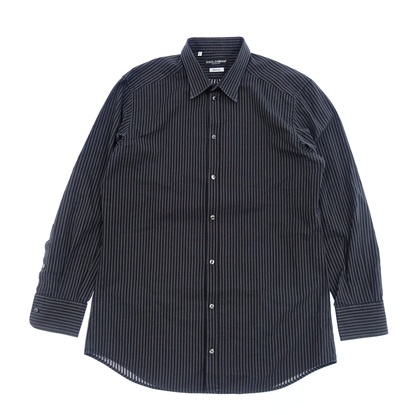 Good condition◆Dolce &amp; Gabbana long sleeve shirt striped men's black size 41 DOLCE&amp;GABBANA [AFB29] 