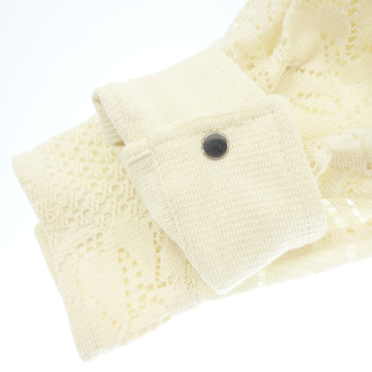 Very good condition◆Valentino Crochette knit shirt Lace V button White Size 36 Women's VALENTINO [AFB45] 
