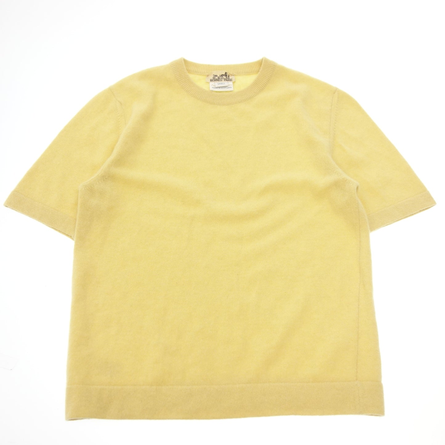 Good condition◆Hermes Short sleeve knit 100% cashmere Yellow Size S Women's HERMES [AFB35] 