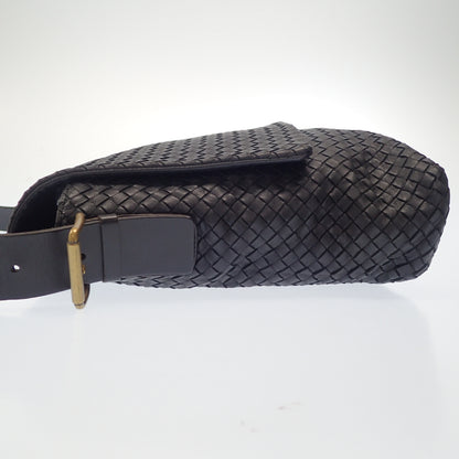 中古◆ボッテガヴェネタ イントレチャート レザーショルダーバッグ ゴールド金具 BOTTEGA VENETA【AFE5】