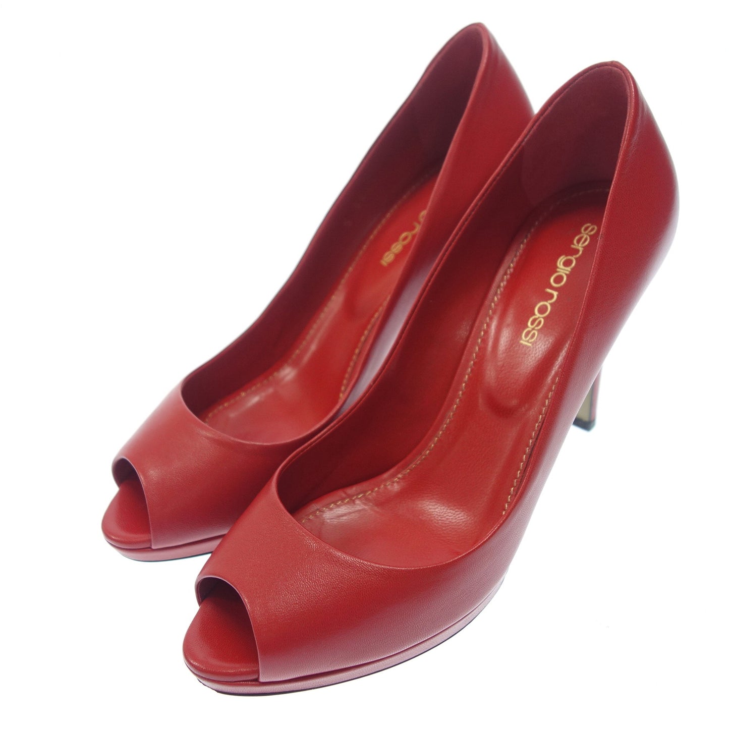 Sergio Rossi heel pumps open toe women's 36.5 red with box Sergio Rossi [AFD4] [Used] 