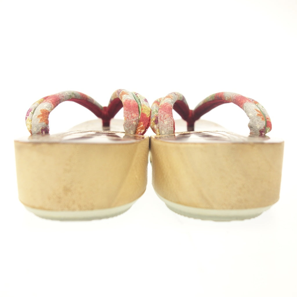 Extremely beautiful item◆Flower craft geta, cherry blossom leather, 2-pair set, brown [AFD2] 