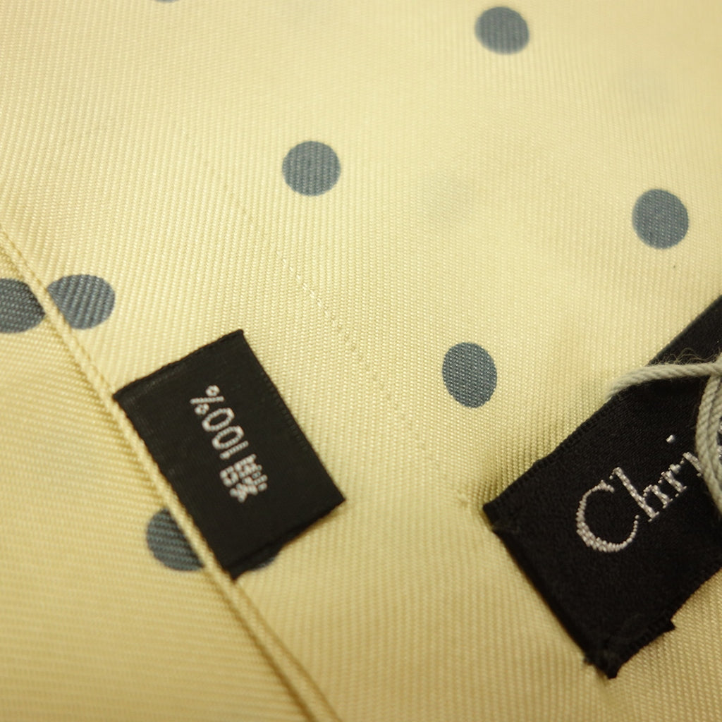 美品◆クリスチャンディオール シルクスカーフ ドット柄 水玉 フリンジ 黄色 Christian Dior【AFI21】