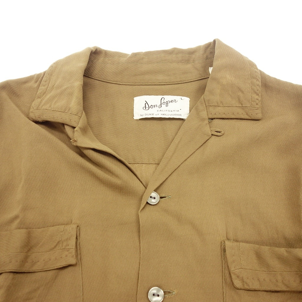 Used Vintage Open Collar Shirt 60's Men's Brown Size M Rayon Vintage [AFB42] 