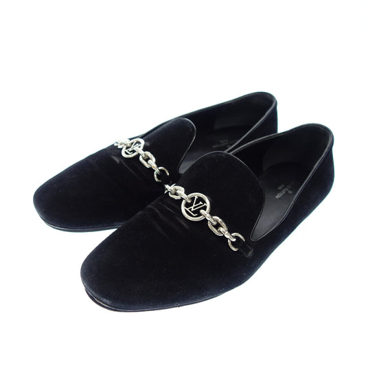 Good Condition◆Louis Vuitton Leather Loafer Suede LV Hardware SC0126 Women's 38 Black LOUIS VUITTON [AFD1] 