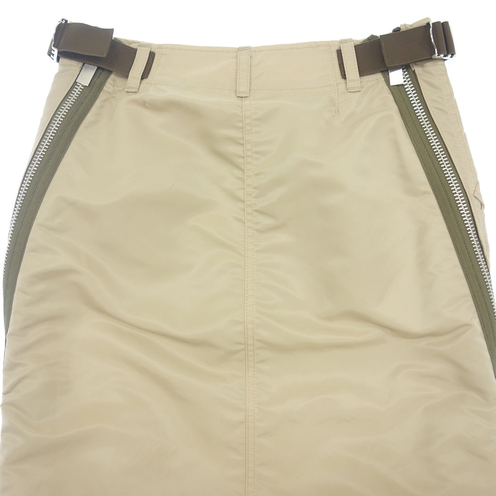 Good Condition ◆ Sacai 22SS Skirt NYLON TWILL MIX SKIRT Side Zip Ladies Beige x Green Size 3 22-05959 Sacai [AFB36] 