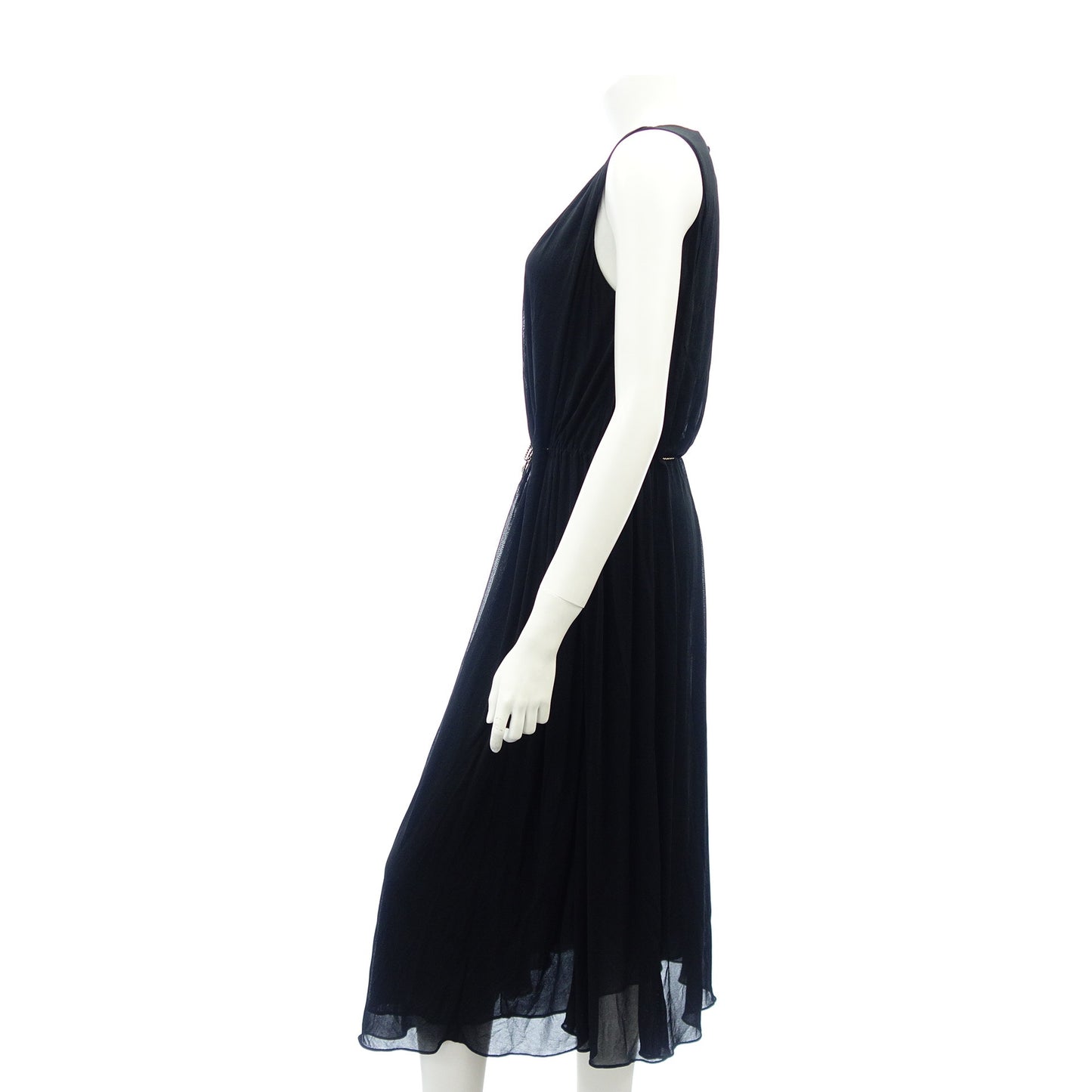 Good condition ◆Salvatore Ferragamo Long Dress with Belt Women's Black Size 42 Salvatore Ferragamo [AFB31] 