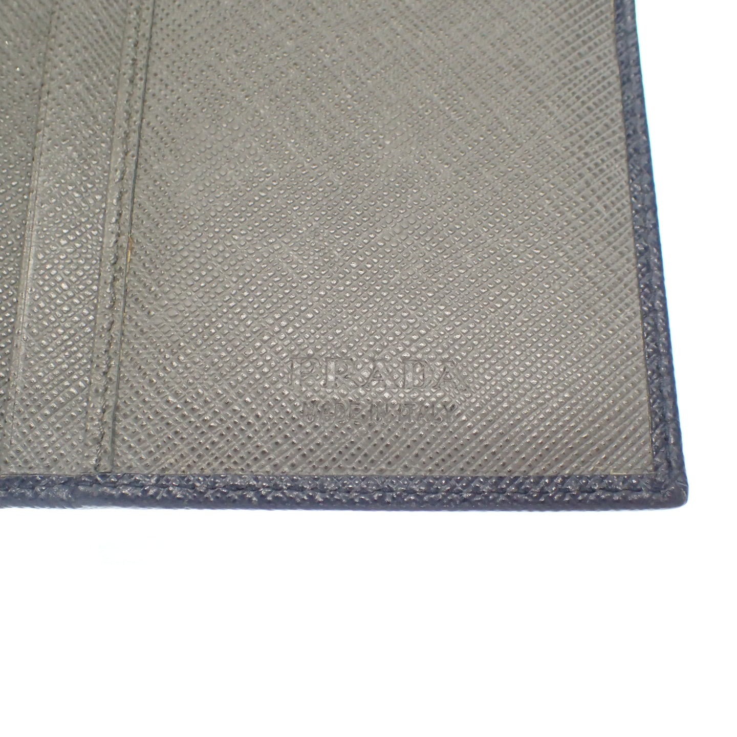 中古◇プラダ 二つ折り財布 サフィアーノ レザー ネイビー PRADA【AFI2