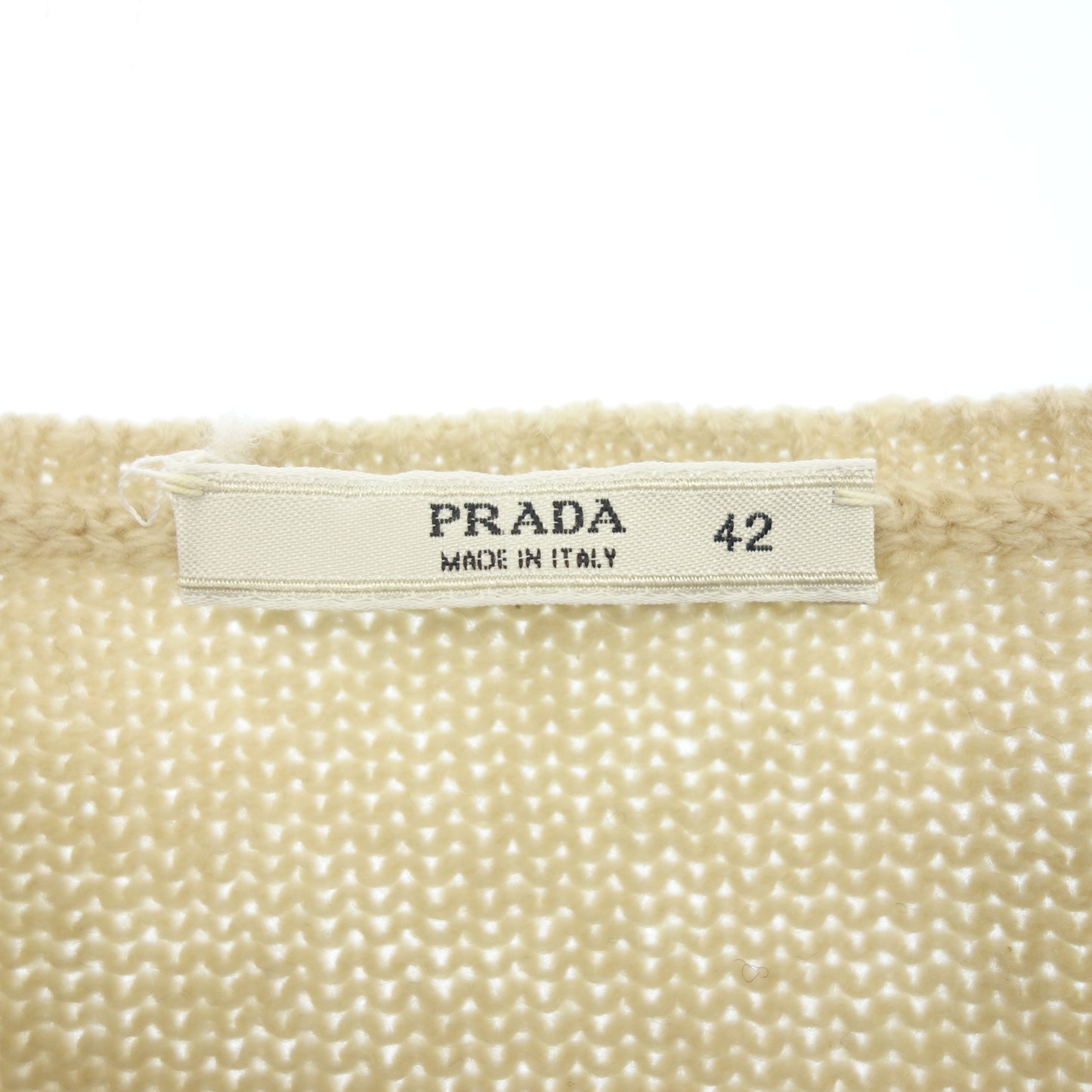 状况良好◆普拉达针织毛衣羊绒 100 女式米色 42 码 PRADA [AFB41] 