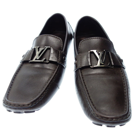Used ◆Louis Vuitton Leather Loafers LV Hardware Silver Hardware FA0183 Men's Brown 11 LOUIS VUITTON [AFC30] 