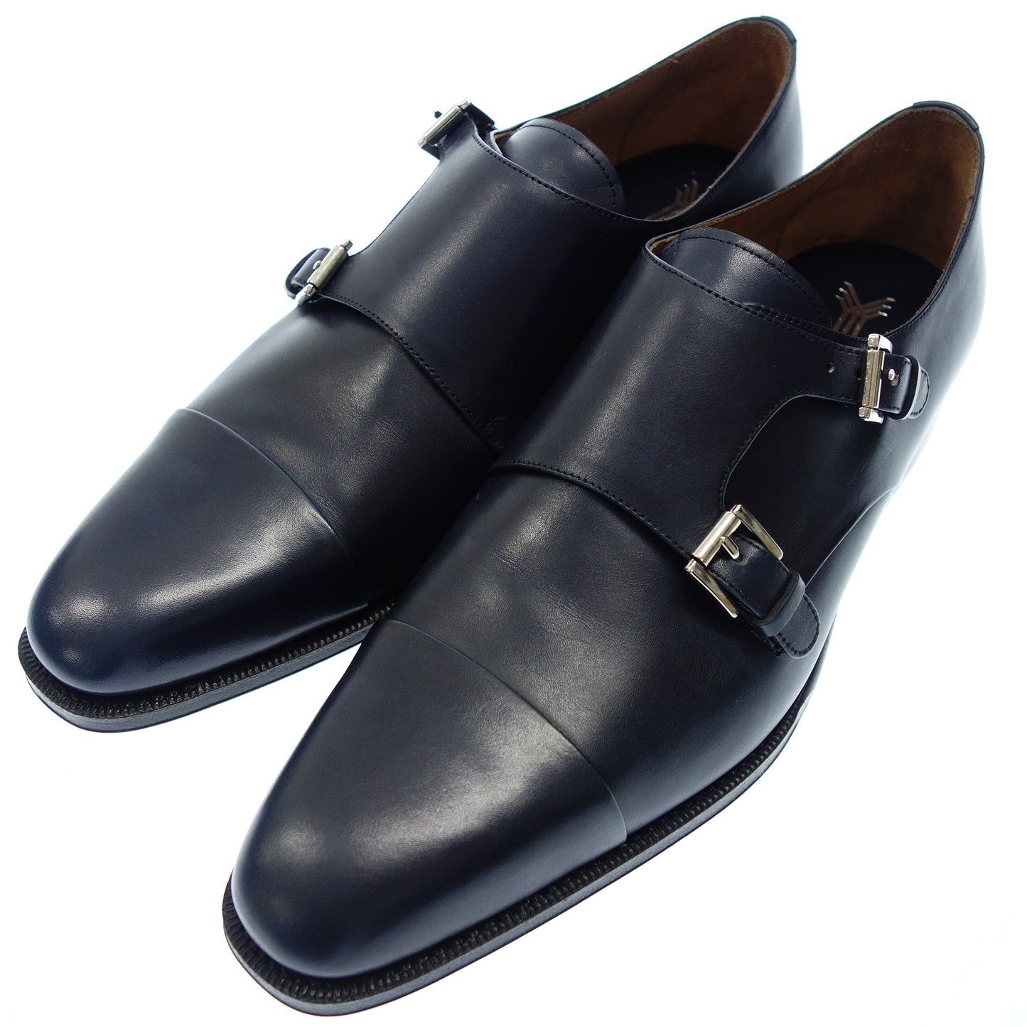 Like new◆YANKO Leather Shoes Double Monk 14453 Men's 8 Navy YANKO [AFD7] 