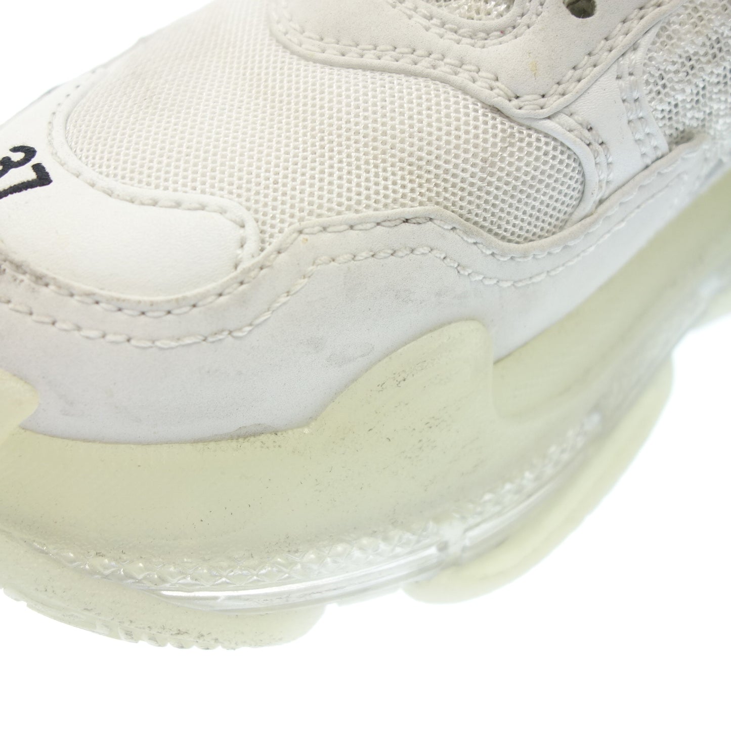 状况良好 ◆ Balenciaga 系带运动鞋网眼 Triple S 男士白色尺寸 24.5 厘米 BALENCIAGA [AFC27] 