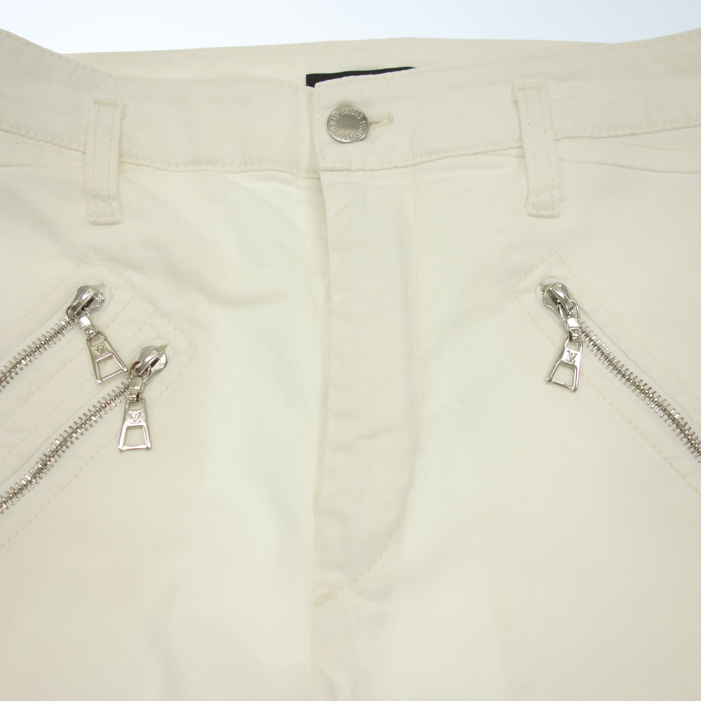 Used ◆Louis Vuitton Biker Pants Zip Up Silver Hardware Women's White Size 36 LOUIS VUITTON [AFB45] 