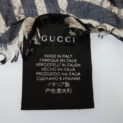 グッチ 大判スカーフ 総柄 135×135 レーヨン＆シルク レディース ブラック/ブラウン GUCCI【AFI19】【中古】