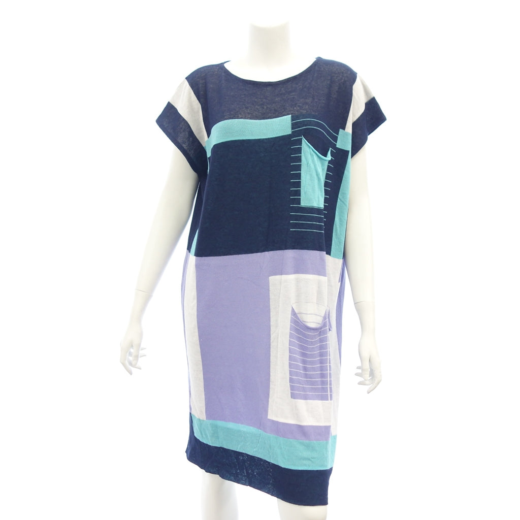 Good condition ◆ Pleats Please Sleeveless Knit Dress Tunic All Over Pattern Ladies Multicolor Size 3 PP54-KH752 PLEATS PLEASE [AFB25] 