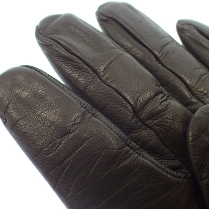 Good condition◆Hermes gloves leather gloves silver metal fittings black with box HERMES [AFI18] 