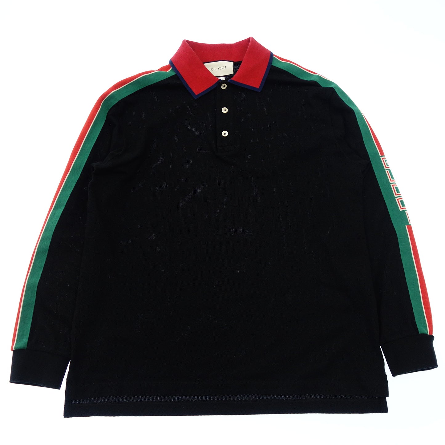 Gucci long sleeve polo shirt tricolor logo 545784 Men's black XL GUCCI [AFB13] [Used] 