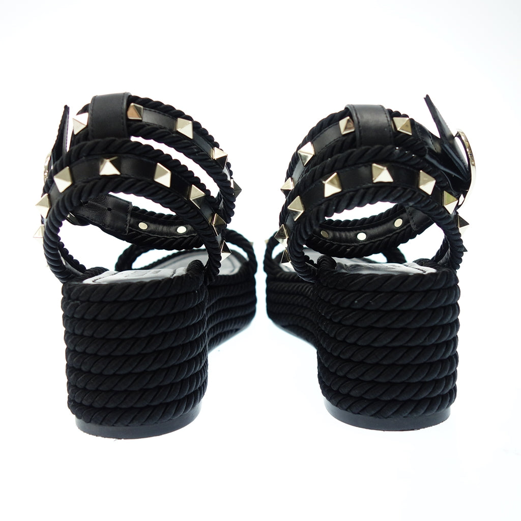 Used ◆Valentino Sandals Women's 2W2S0GI3 Rockstud Wedge Sole Women's 35 Black VALENTINO [AFD3] 