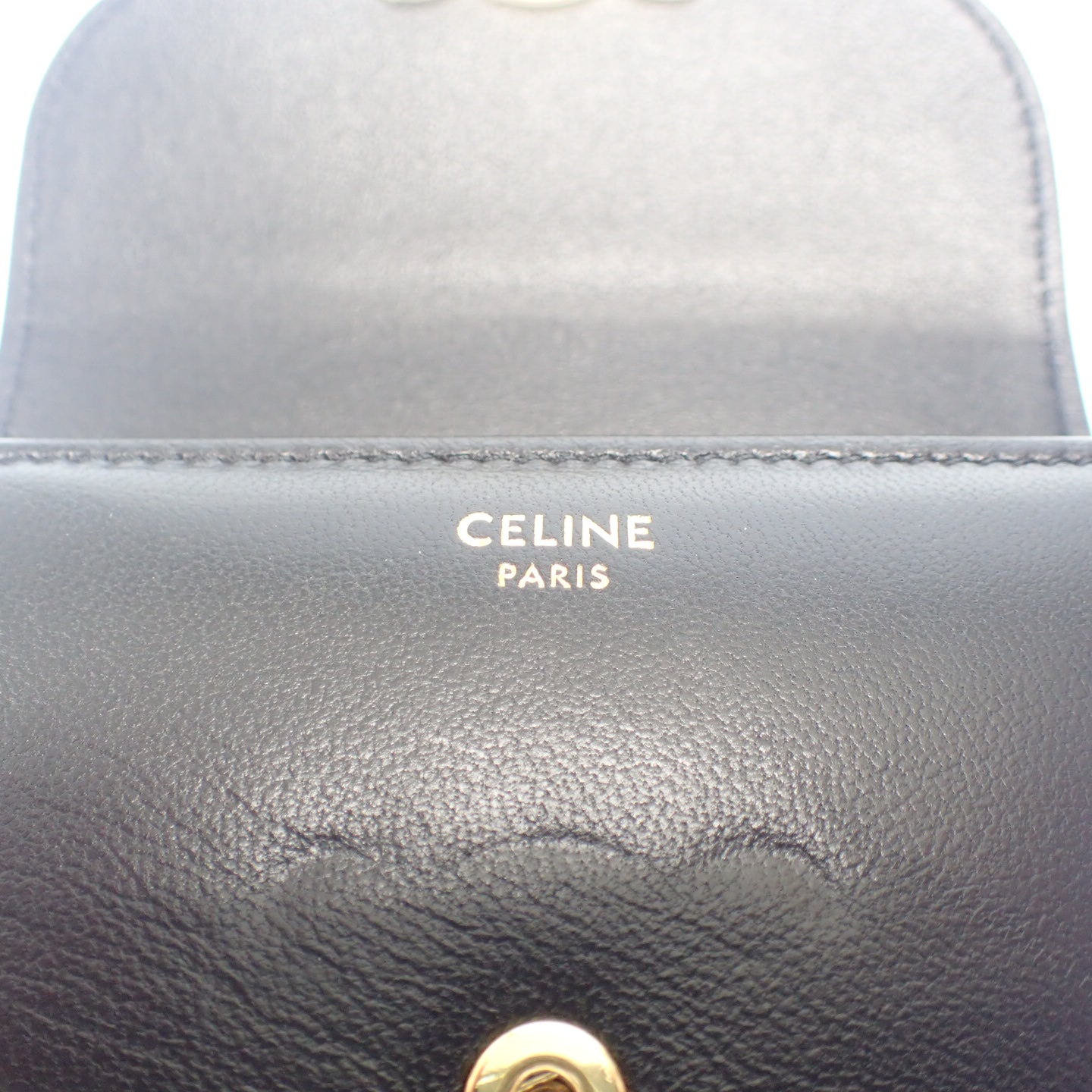 Very good condition ◆ Celine folding wallet compact wallet Triomphe gold hardware CELINE [AFI3] 