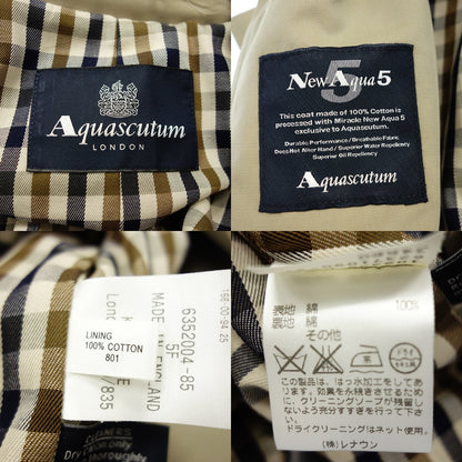 中古◆アクアスキュータム トレンチコート ニューアクア5 裏地チェック メンズ ベージュ サイズ34 Aquascutum【AFB2】