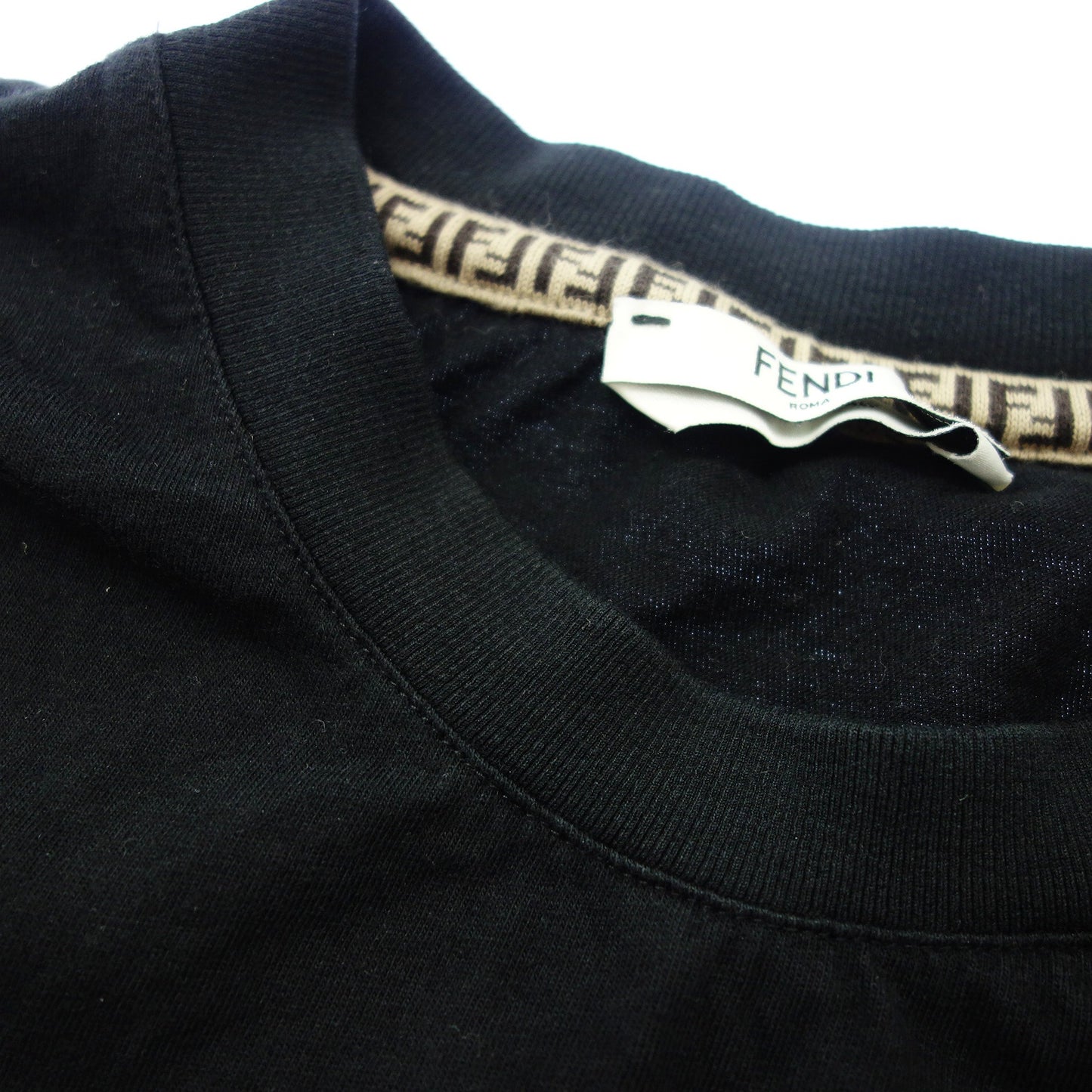 Used ◆Fendi short sleeve T-shirt cut and sew front logo mink men's black size XS FENDI [AFB19] 