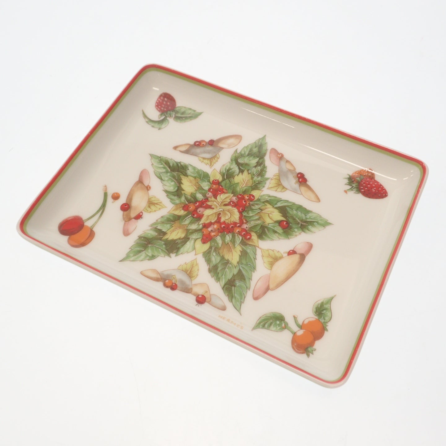 Good condition◆Hermès Square Plate Garden of Pythagoras White Hermès [AFB55] 