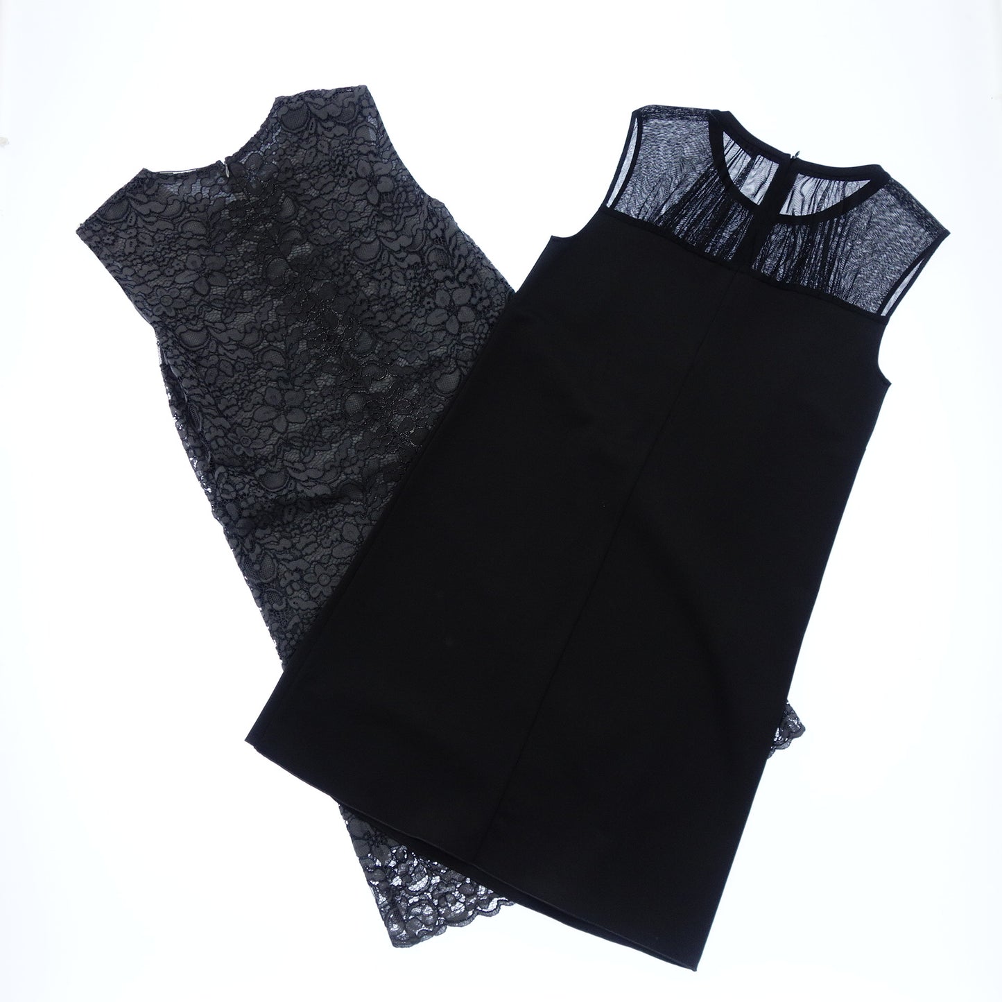 Very good condition◆SPORT MAX One Piece Sleeveless See-Through Switching &amp; Lace Women's Gray Black S 2 Piece Set SPORT MAX [AFB19] 