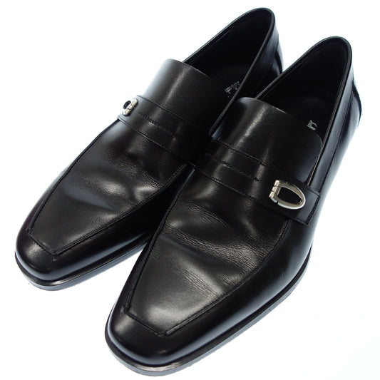 Very good condition ◆Salvatore Ferragamo leather loafer silver metal fittings men's 7 black Salvatore Ferragamo [AFD7] 