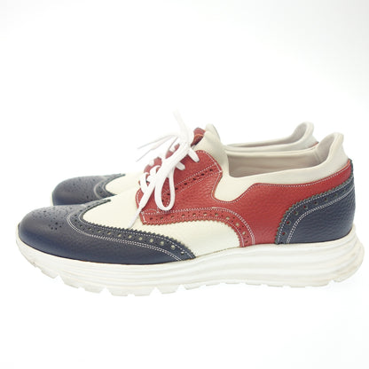 Good Condition ◆ HIROSHI TSUBOUCHI Leather Sneakers Wingtip Men's Size 7.5 Navy Red HIROSHI TSUBOUCHI [AFD12] 