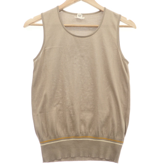 Hermes Sleeveless Tops Silk Ladies Beige 38 HERMES [AFB18] [Used] 