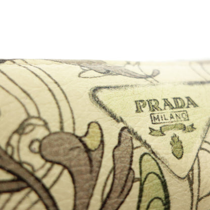 Used ◆ Prada long wallet GLACE RABBIT LI round zip leather ivory x mint green PRADA [AFI18] 