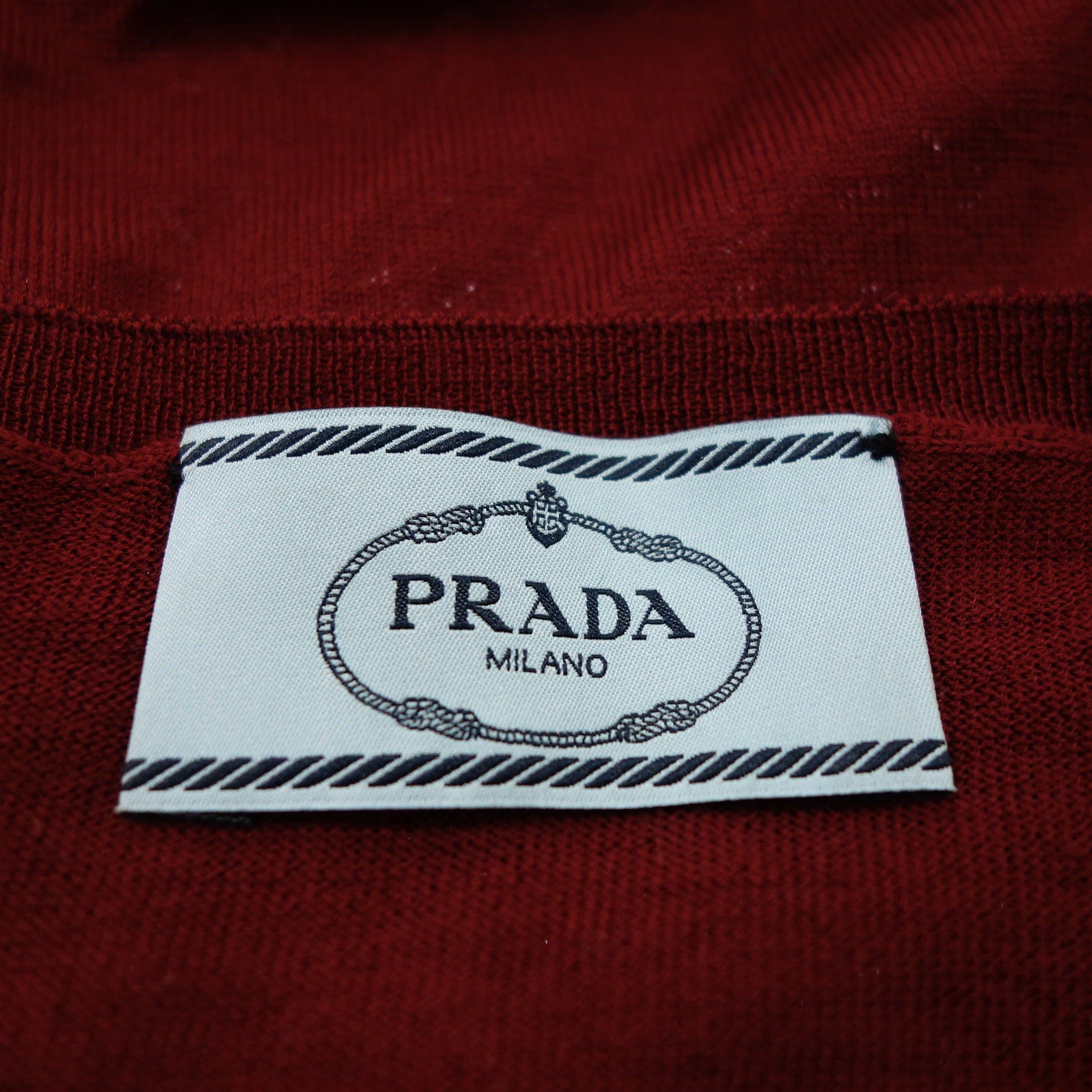 プラダ ニットセーター ウール Vネック レッド レディース 38 PRADA