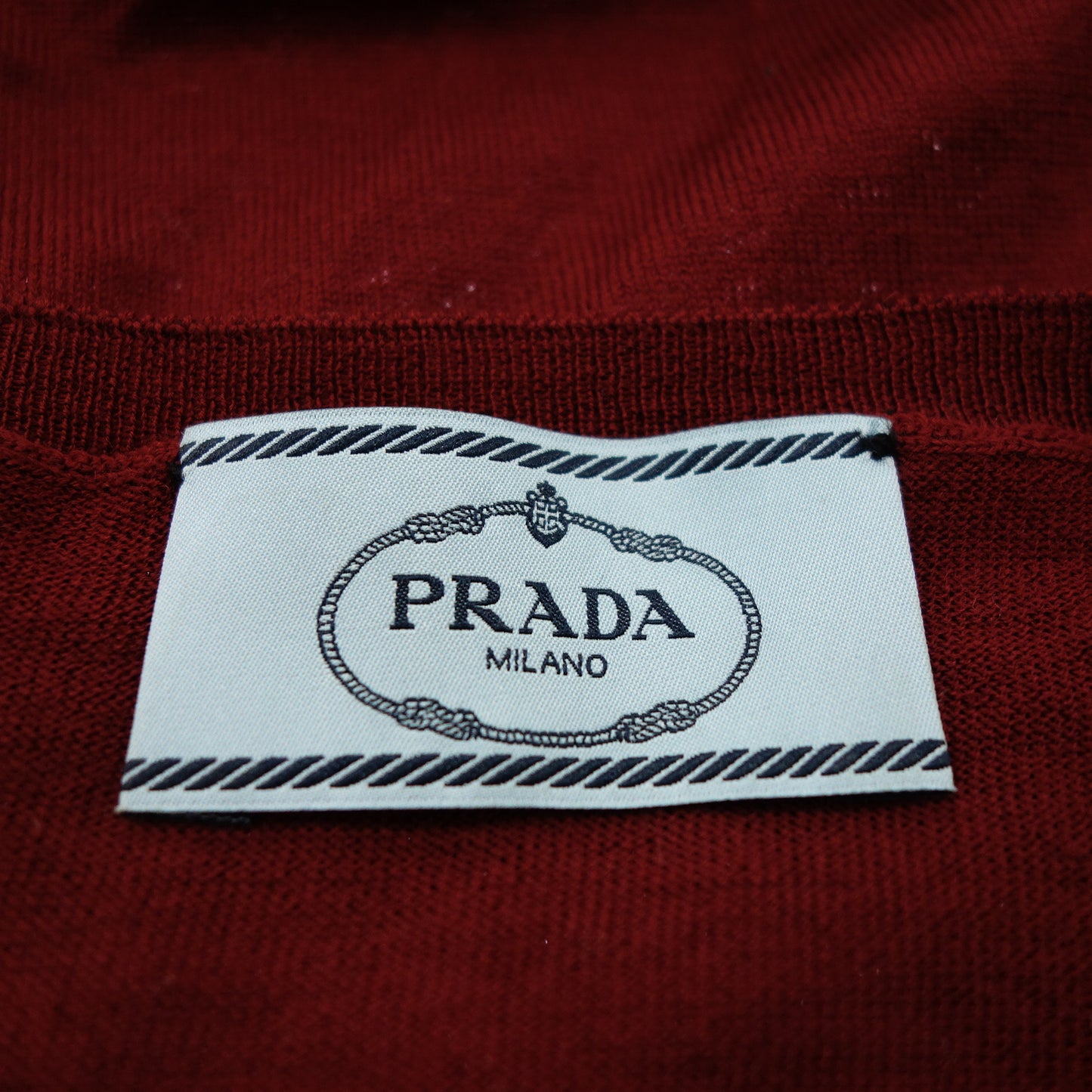 Prada knit sweater wool V-neck red ladies 38 PRADA [AFB45] [Used] 