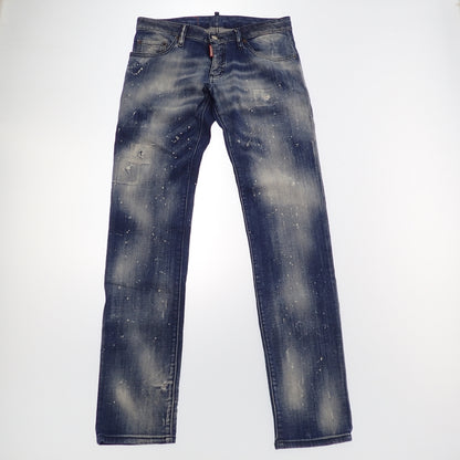 美品◆ディースクエアード デニムパンツ クラッシュ加工 メンズ 青 46 Anniversary Super Low Jean Dsquared2【AFB22】