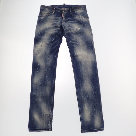 美品◆ディースクエアード デニムパンツ クラッシュ加工 メンズ 青 46 Anniversary Super Low Jean Dsquared2【AFB22】