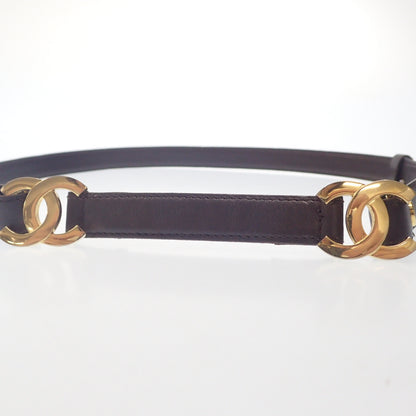 Good condition ◆ CHANEL leather belt here mark gold hardware CHANEL [AFI2] 