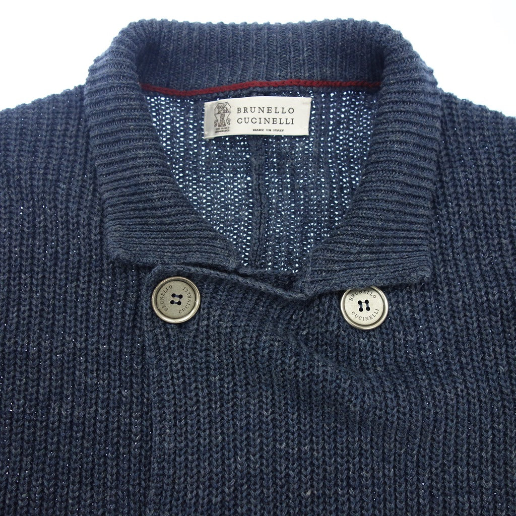 Very good condition◆Brunello Cucinelli Knit Cardigan Double Button Men's Blue Brunello Cucinelli [AFB39] 