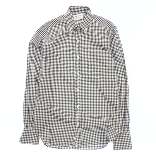 美品◆ギャンバート カスタム シャツ 長袖シャツ ギンガムチェック ボタンダウン メンズ S 茶系 GAMBERT CUSTOM SHIRT【AFB45】